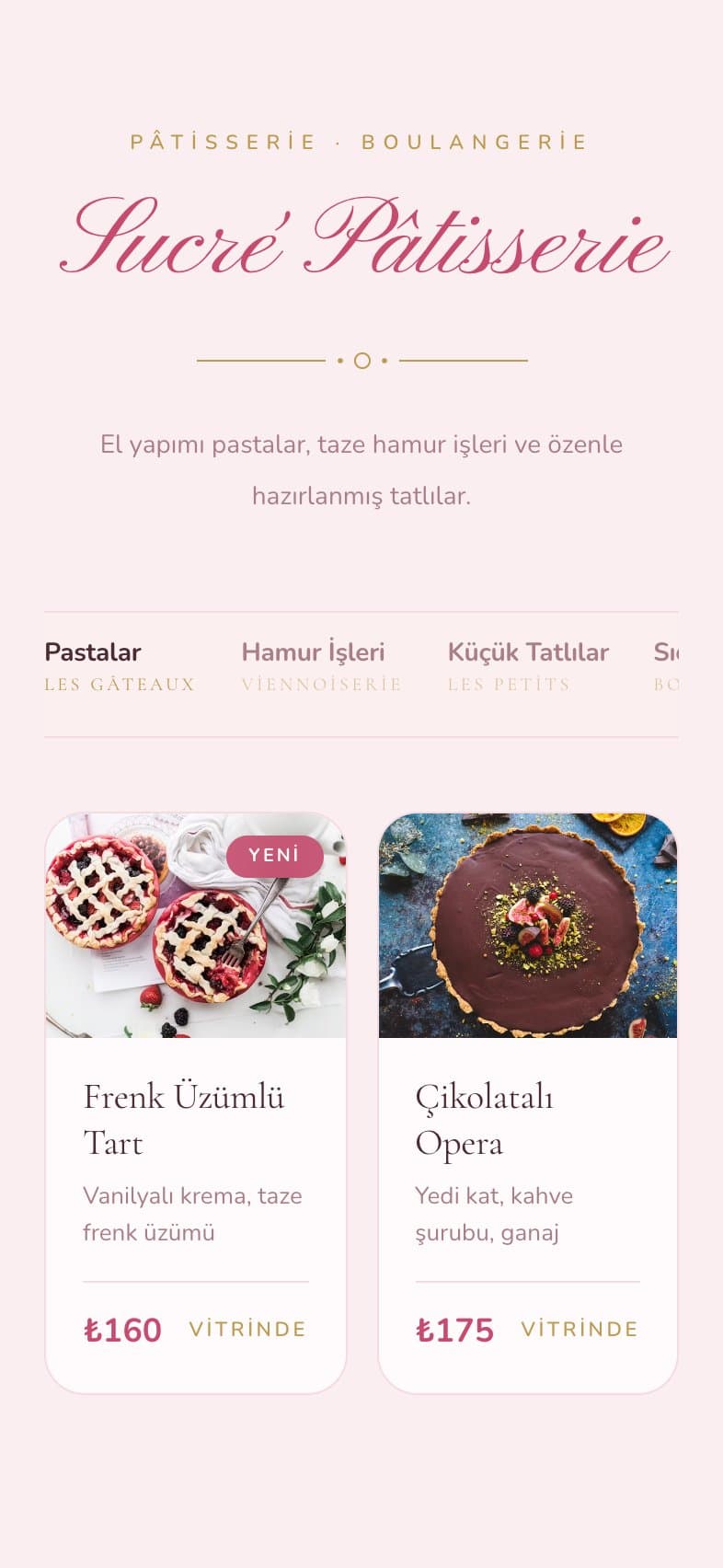 Sucré Pâtisserie — pastel pastane teması